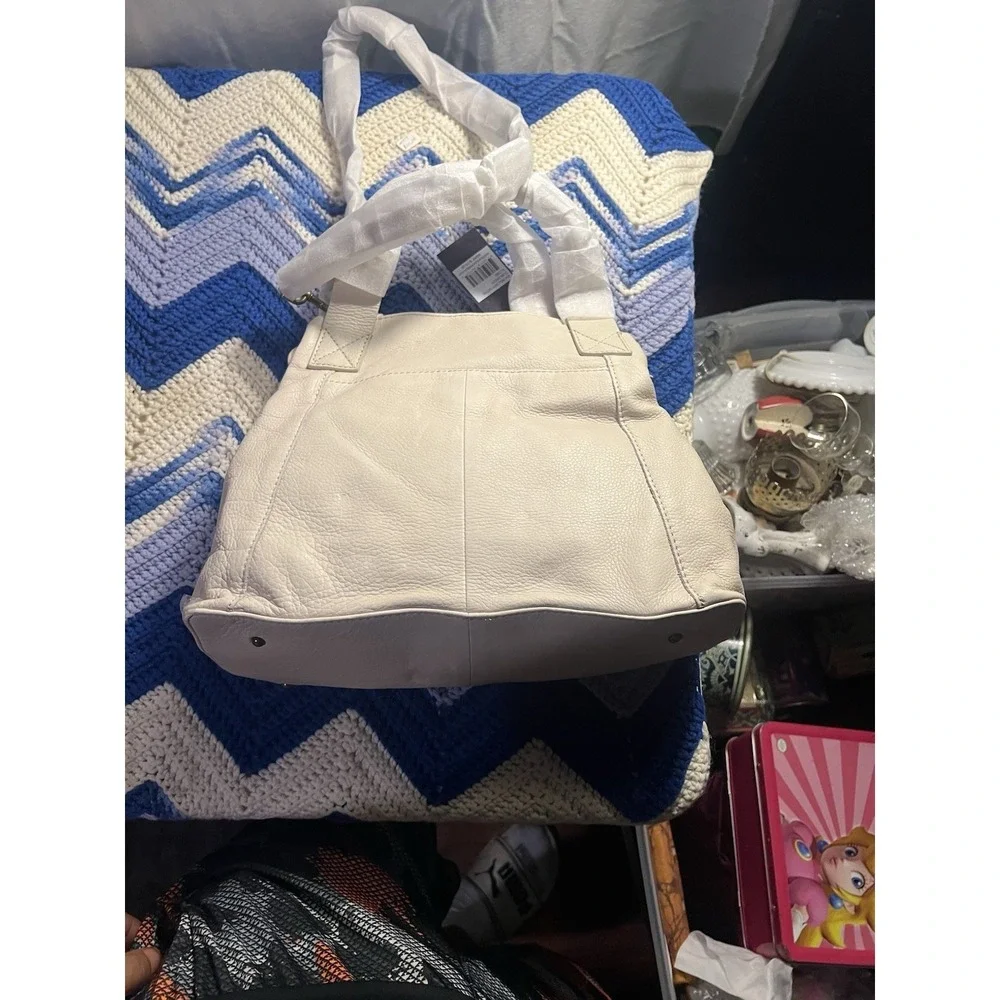 NWT American Leather Co Ada Triple Entry Satchel Bag Stone Smooth Crossbody